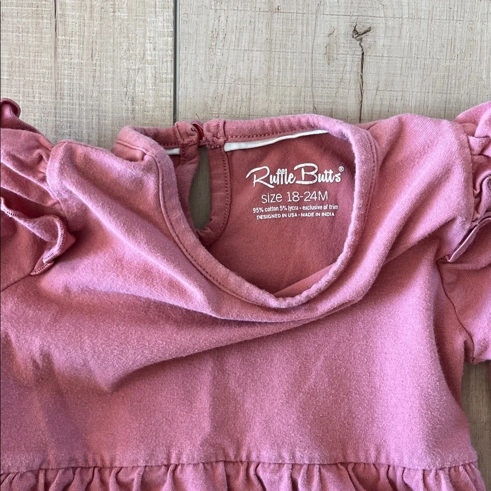 RuffleButts Dusty Rose Baby Girl Long Sleeve Ruffle Romper